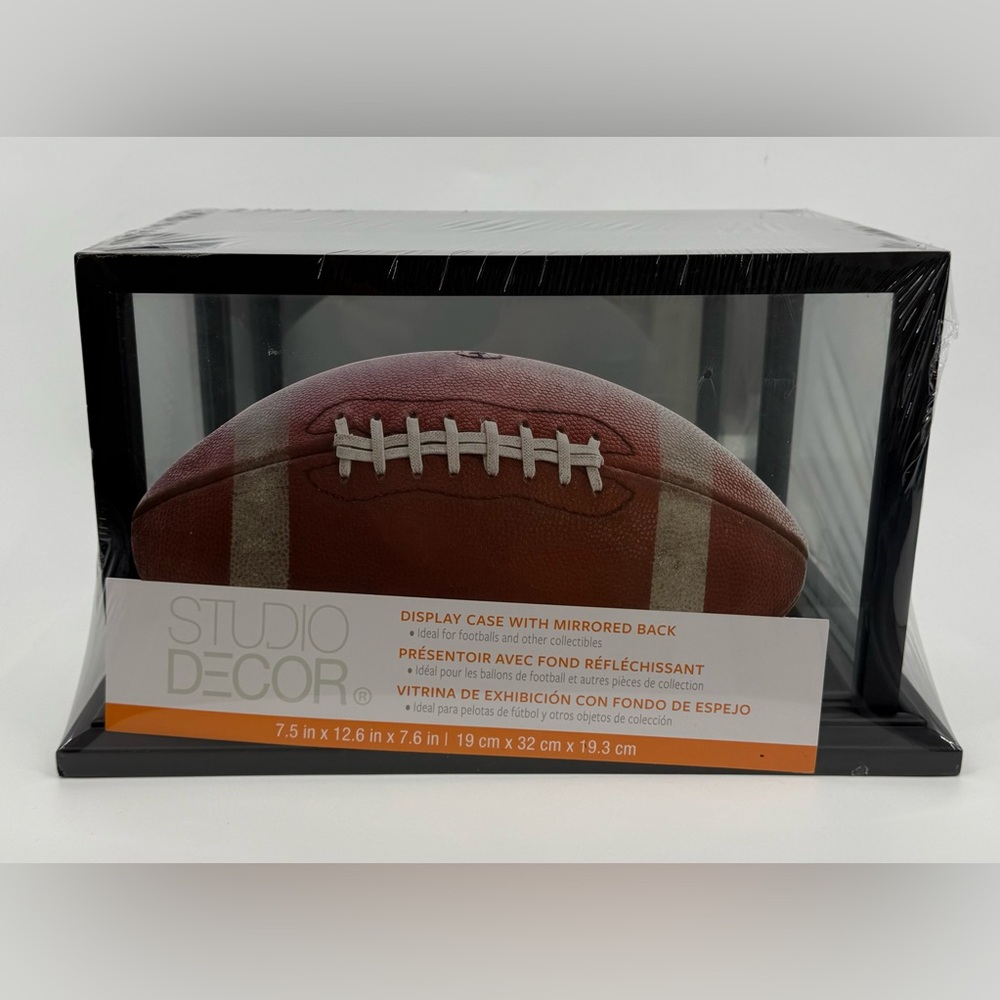 Studio Decor Display Case w/ Mirrored Back For Football Or Other Collectible New